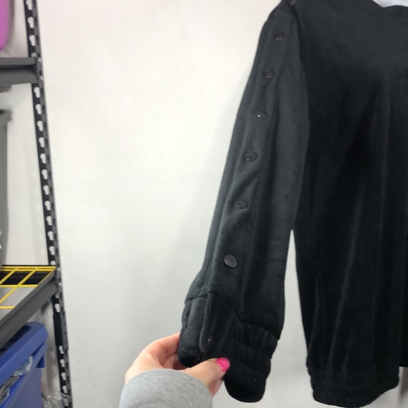 NWT American Stitch black velour snap crew neck sweatshirt size large - Picture 5 of 13